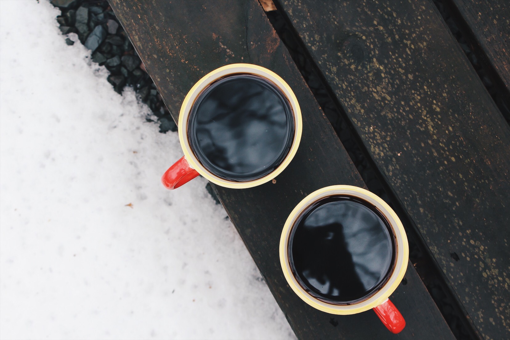 flatlay of 2 cups of coffee